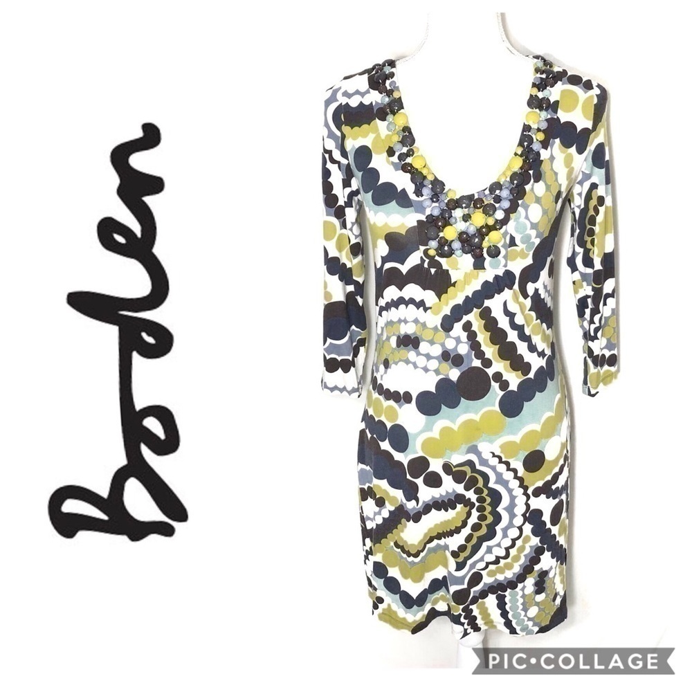 Boden Beaded Neckline Dress Sz 2 Women’s Green